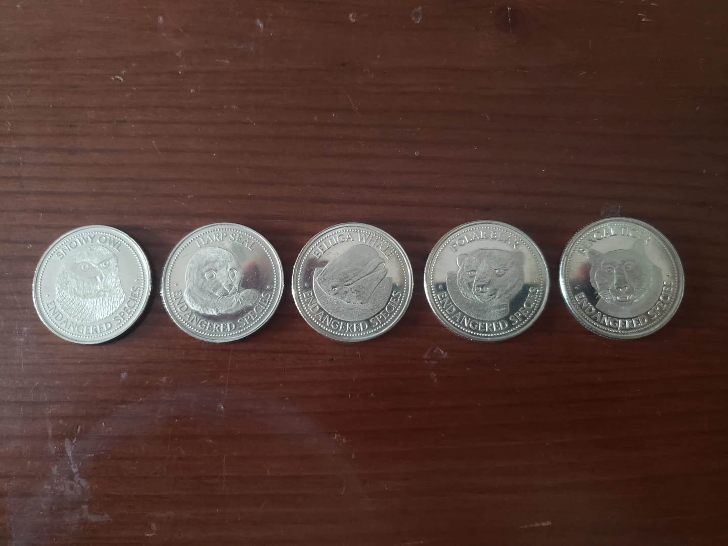 Set of 5 Endangered Species Collector Silver Coins