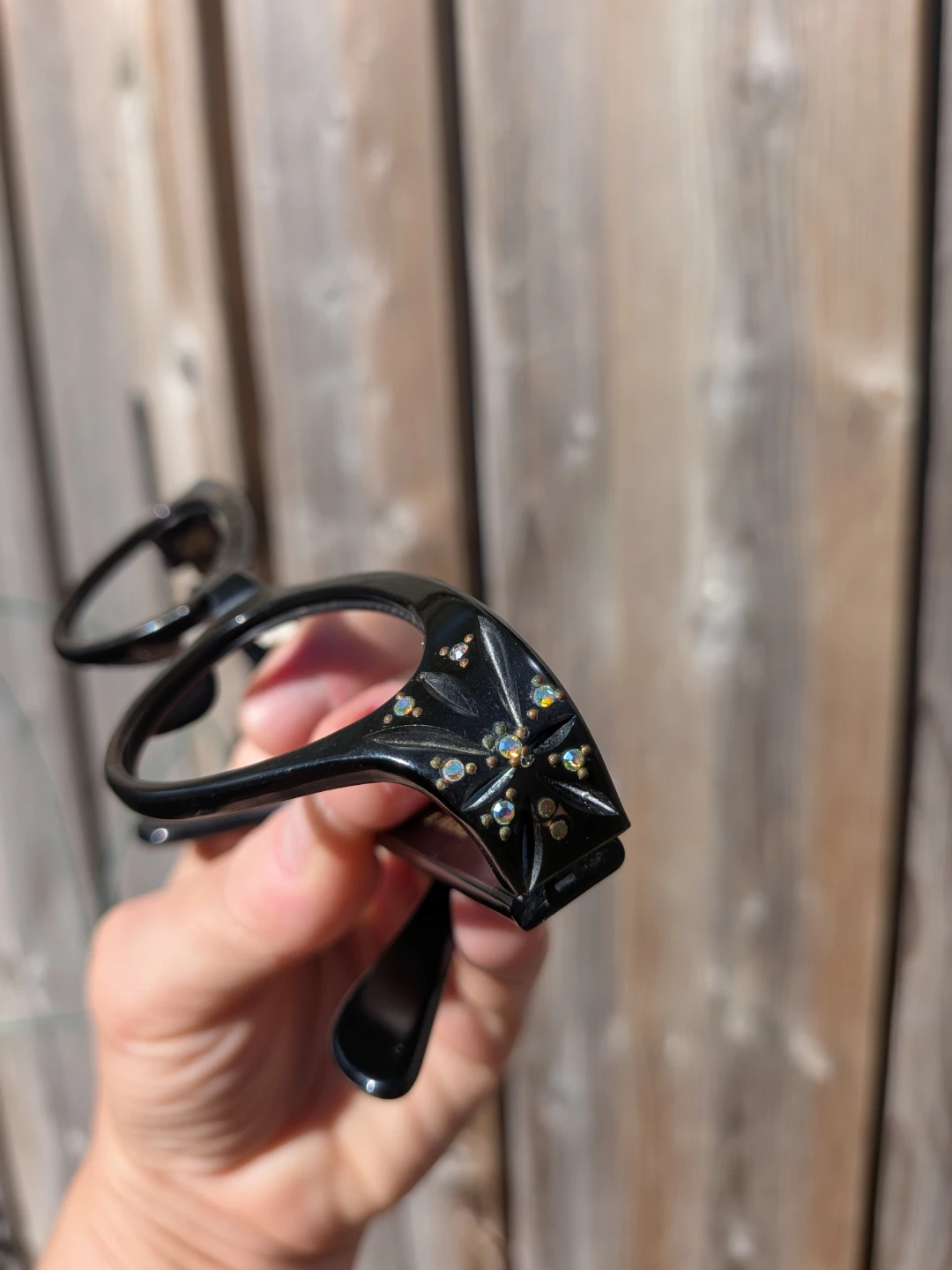 Vintage 50's Black Cat Eye Glasses Frame w Rhinestones - photo 4