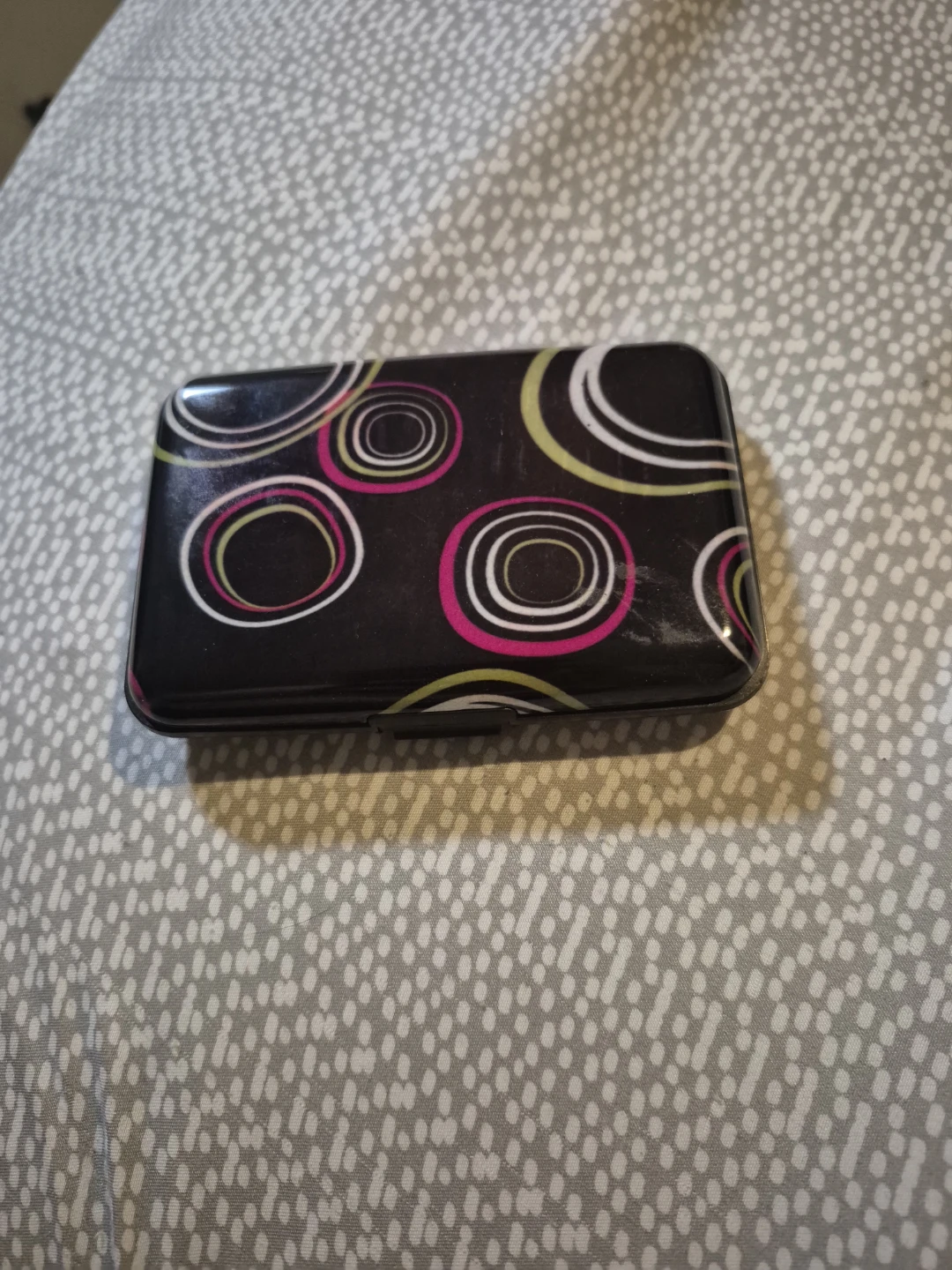 Card Holder Case - Black with Circles Design