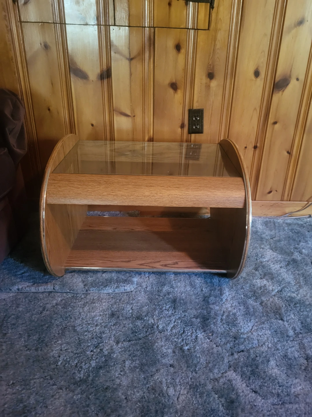 Wooden coffee and end table set with glass top - photo 2