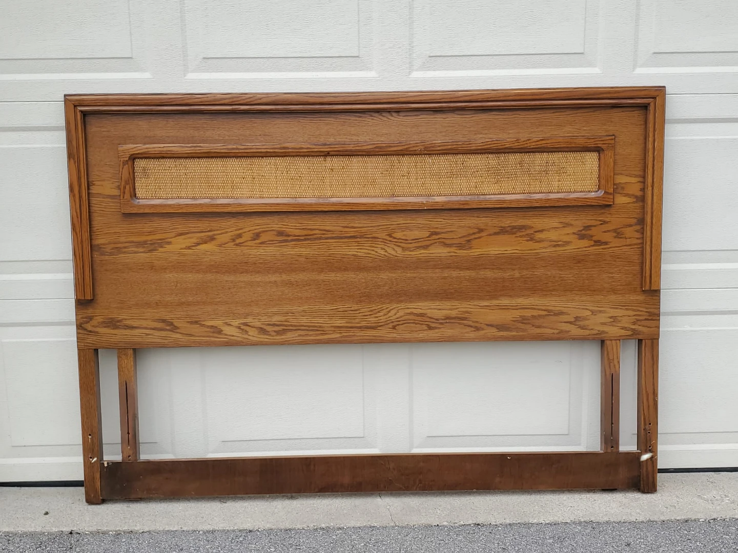 Vintage Oak and Cane Headboard