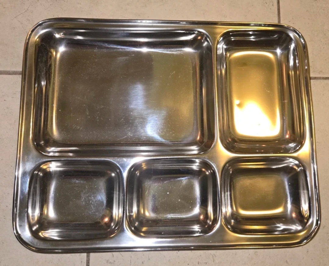 Stainless Steel Compartment Tray for Camping or Breakfast in Bed