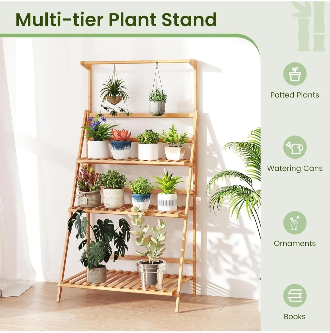 Multi-tier Foldable Bamboo Plant Stand