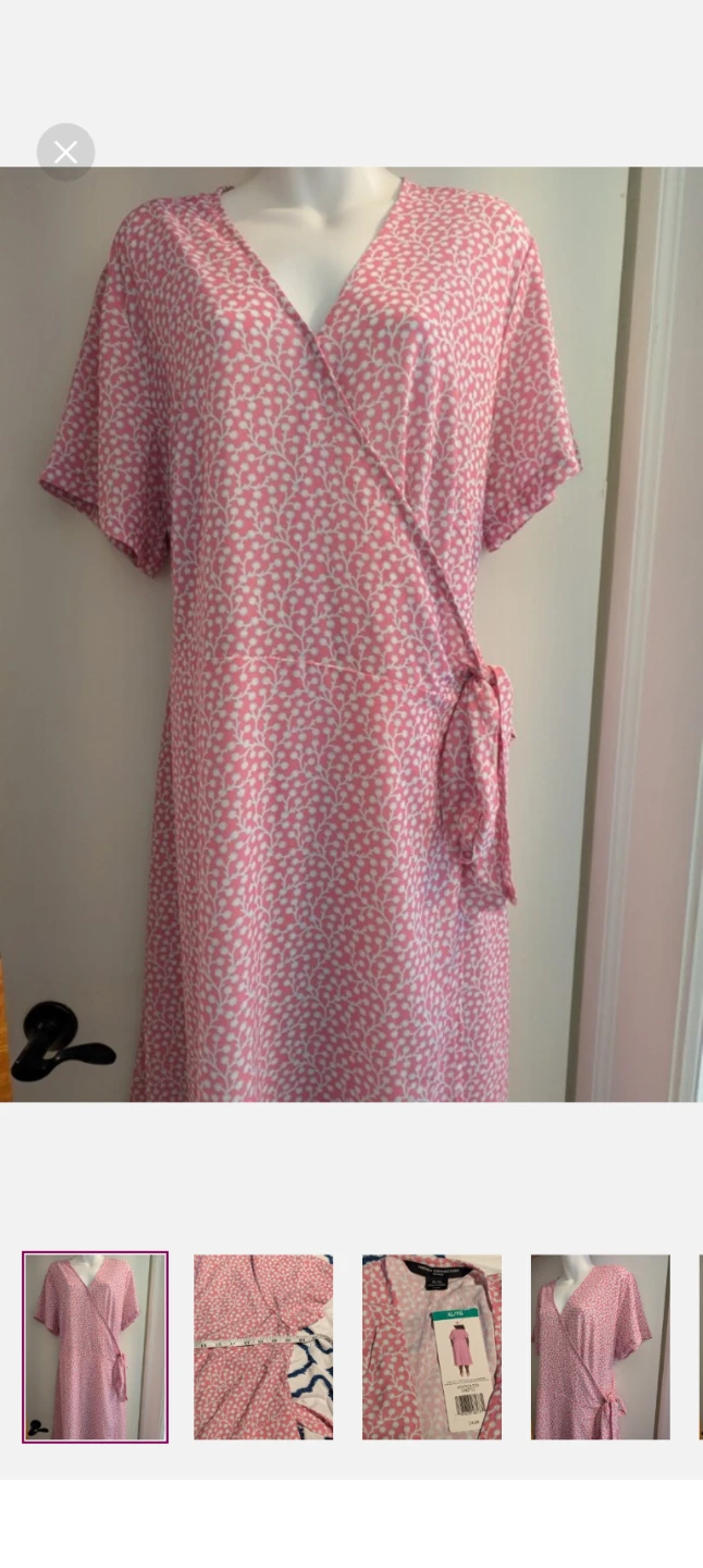 French Connection Pink Floral Wrap Dress XL