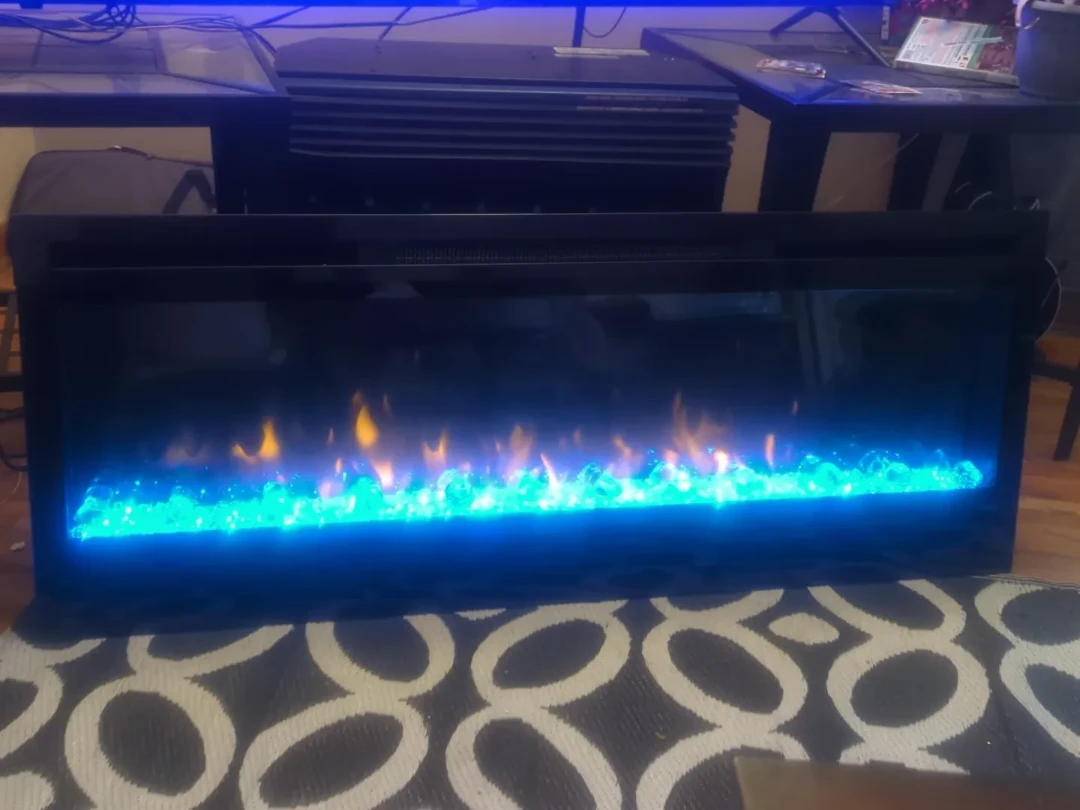 Electric Fireplace with Blue Flame