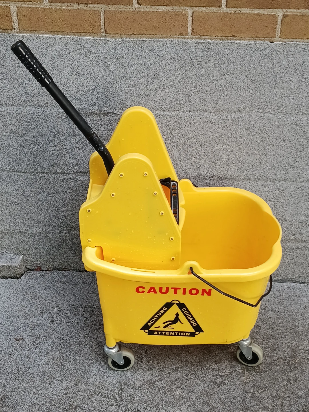 Yellow Mop Bucket with Wringer and Wheels (Weston + Albion)
