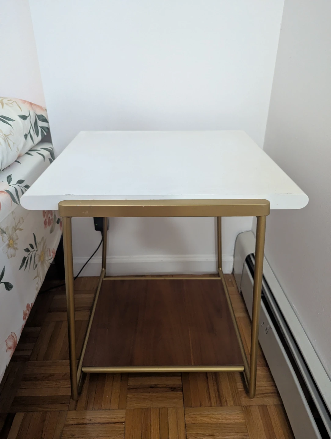 West Elm Side Coffee End Table Nightstand with Gold Frame