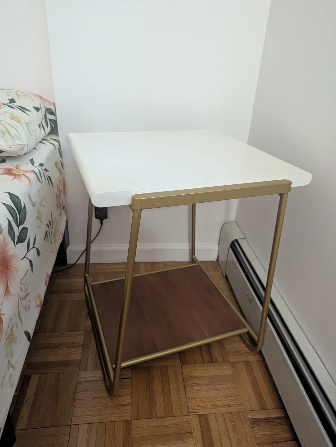 West Elm Side Coffee End Table Nightstand with Gold Frame - photo 2