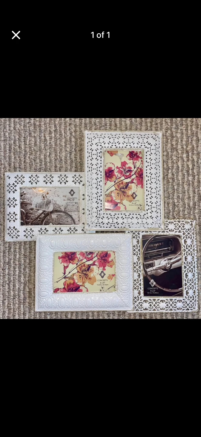 ⚽White Ornate Photo Frame Set