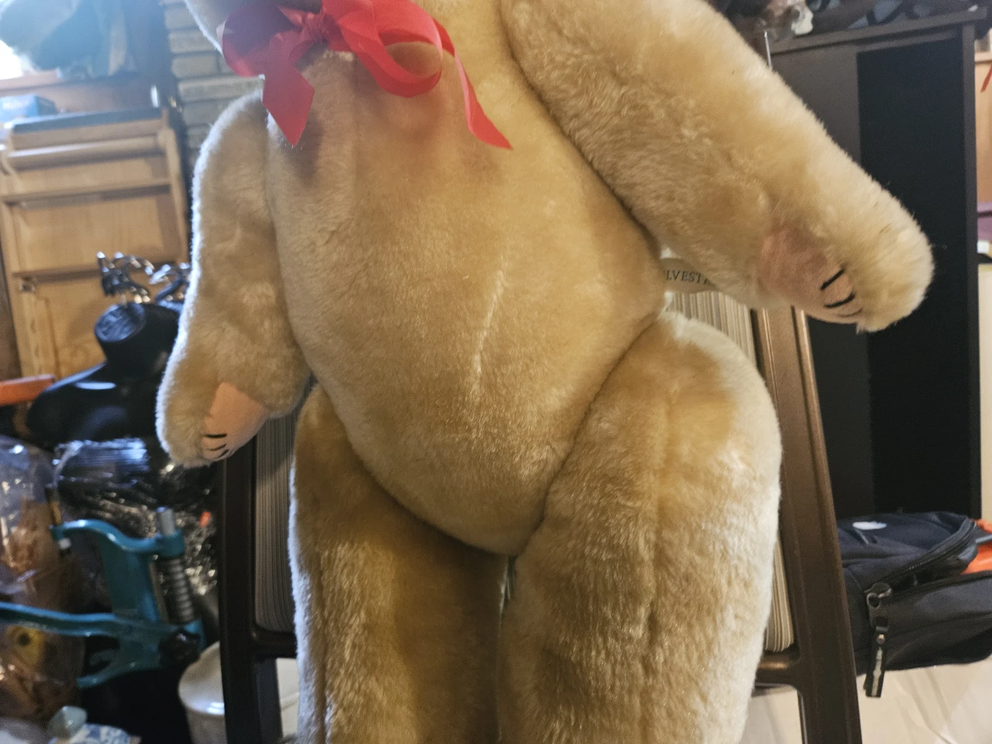 Classic Tan Teddy Bear with Red Bow - photo 4