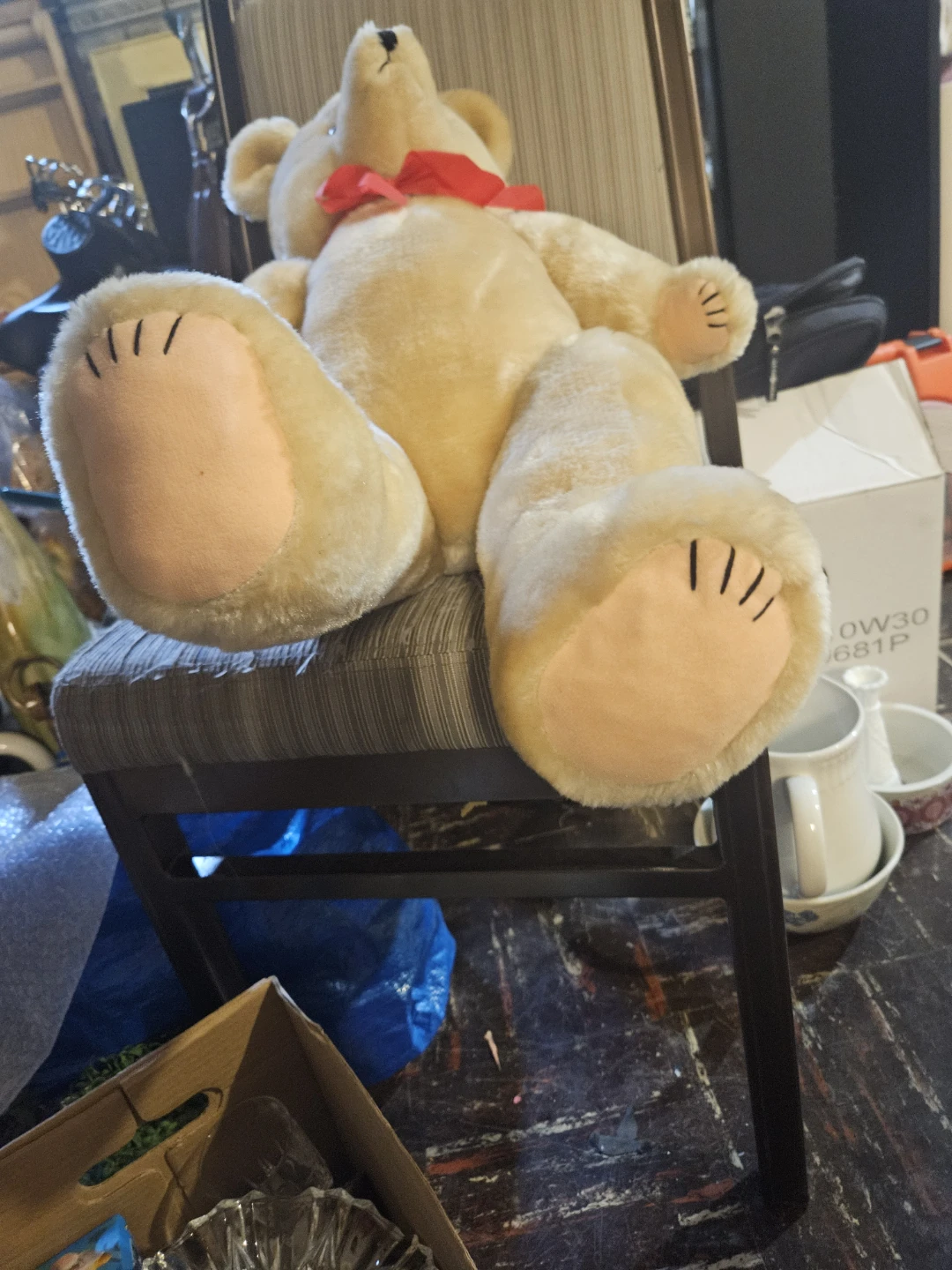 Classic Tan Teddy Bear with Red Bow - photo 5