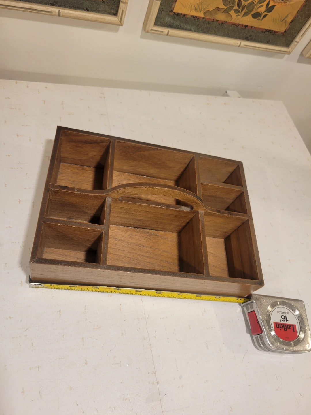 Retro Oak Wooden Organizer Caddy.