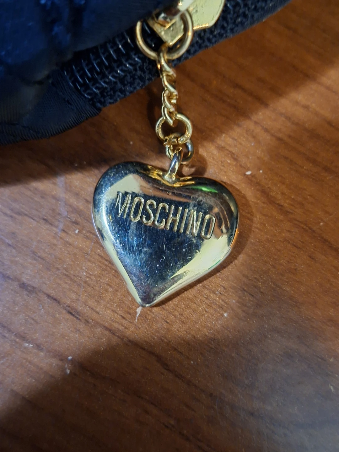 Moschino Black Quilted Heart Charm Chain Bag - photo 2