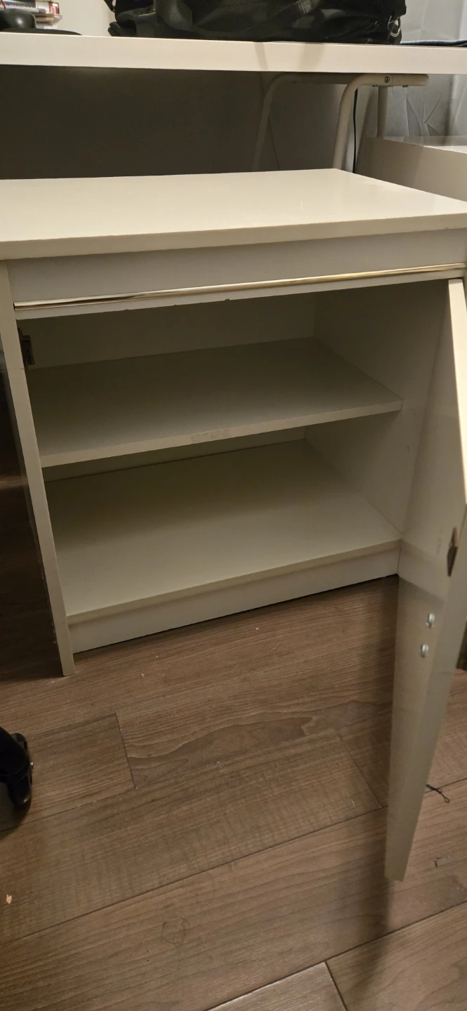 Cream Nightstand with Gold Trim - photo 2
