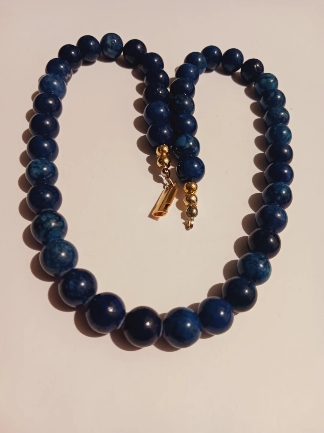 Lapis Lazuli Stone Beaded Necklace with Gold Clasp - photo 2