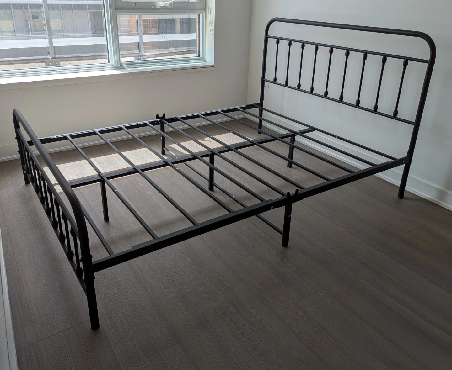 Queen bed frame with mattress