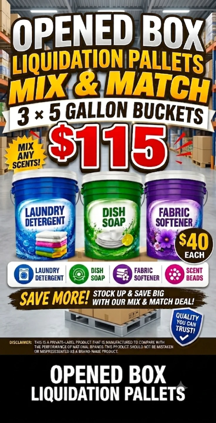 Liquidation Pallets - 3 x 5 Gallon Buckets Mix & Match
