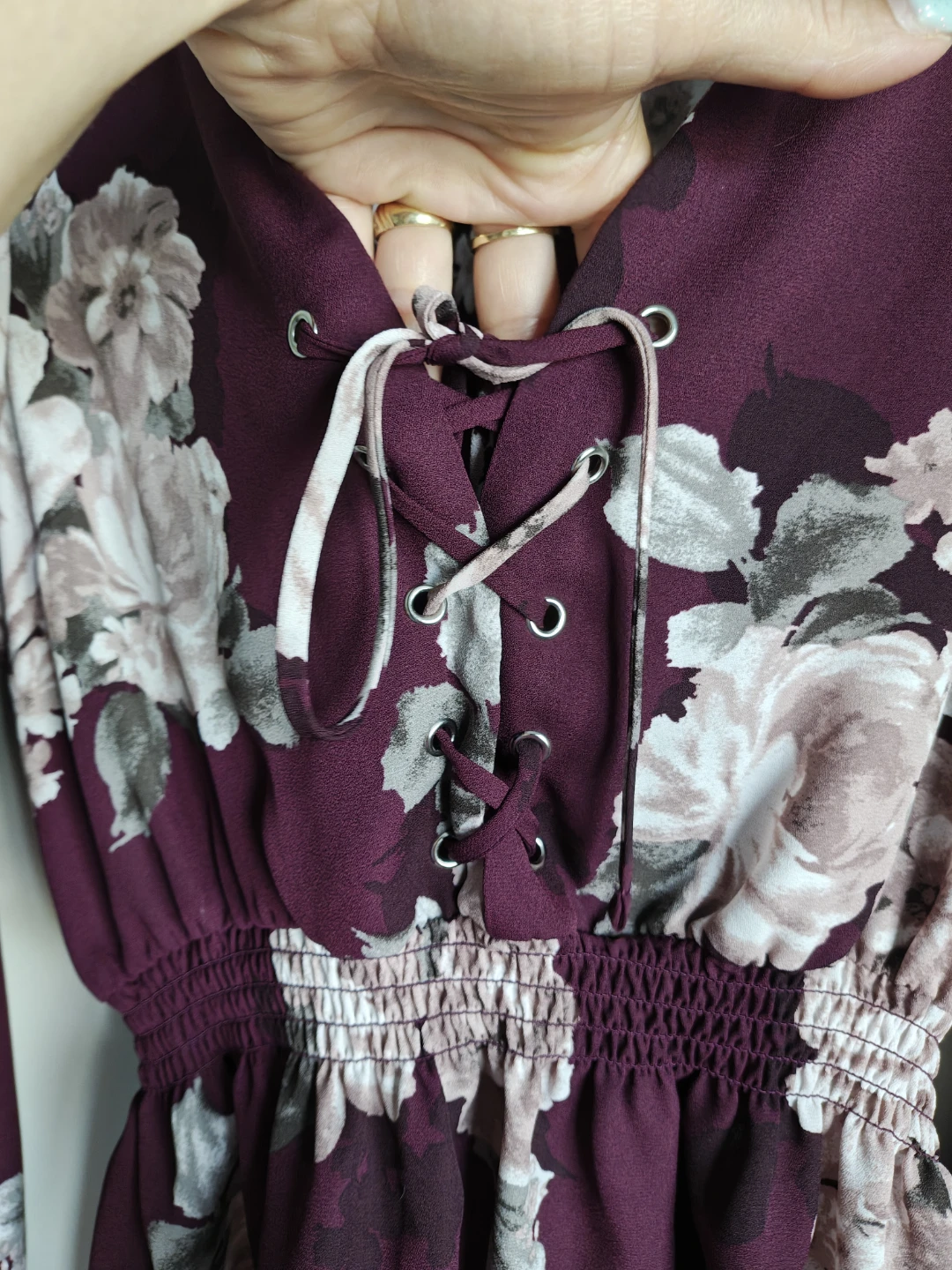 Guess Floral Lace-Up Peplum Blouse - photo 5