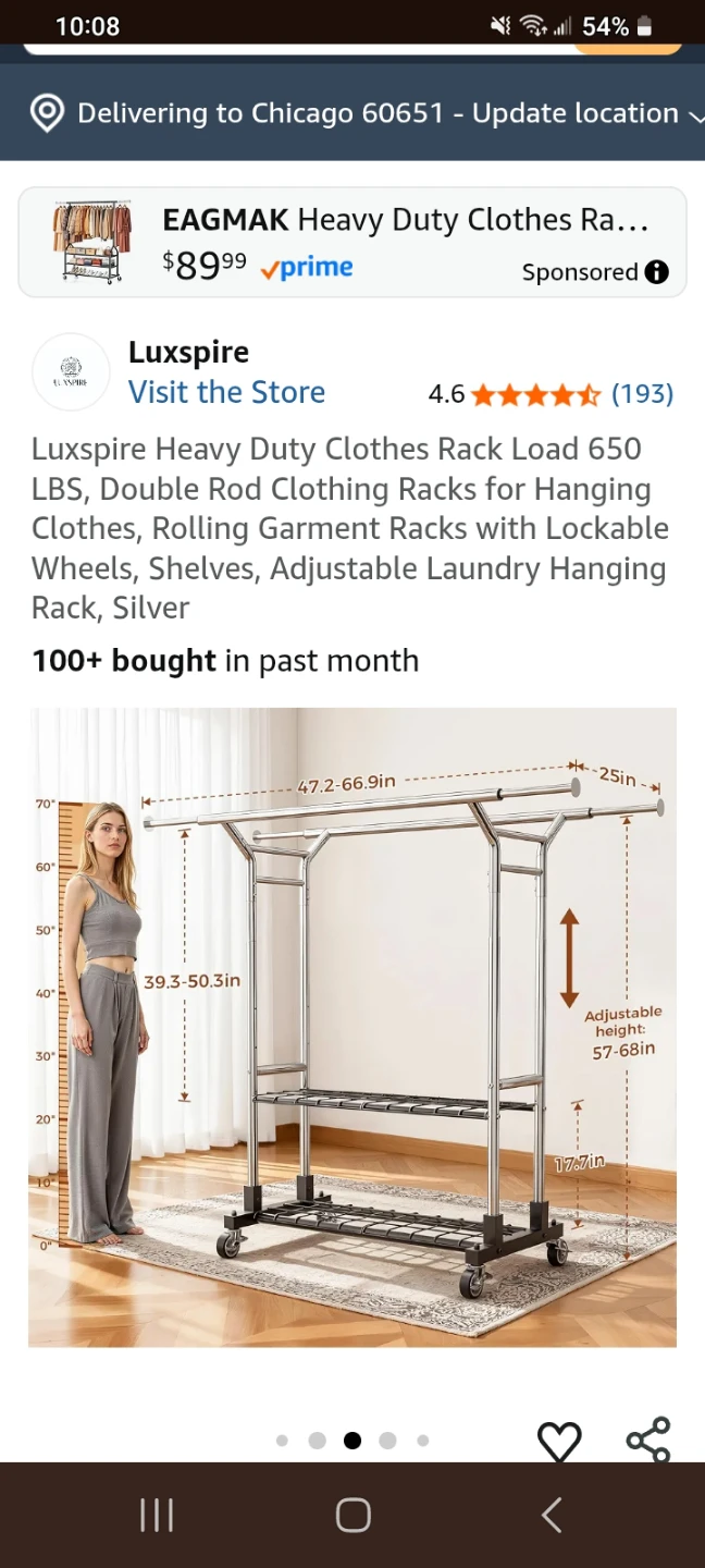 Heavy Duty Rolling Clothes Rack with Shelves