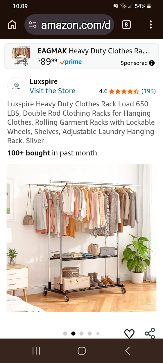 Heavy Duty Rolling Clothes Rack with Shelves - photo 4
