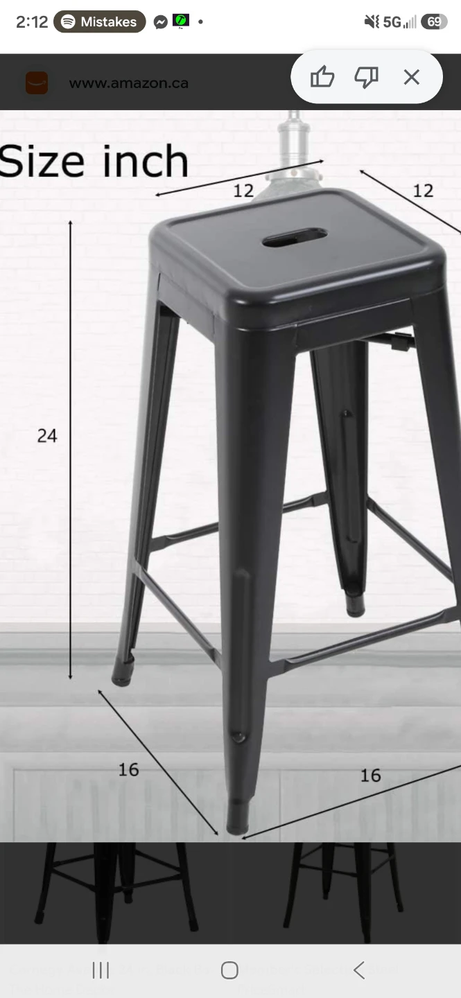Set of 2 Black Metal Counter Stools - photo 2