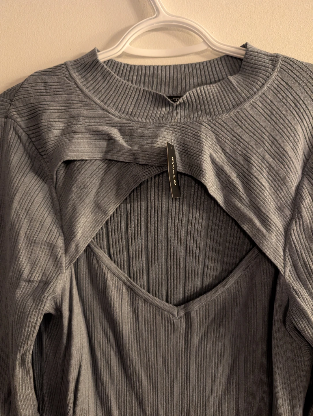 Brand NEW RW&CO. Grey Ribbed Cutout Midi Dress - XL - photo 4