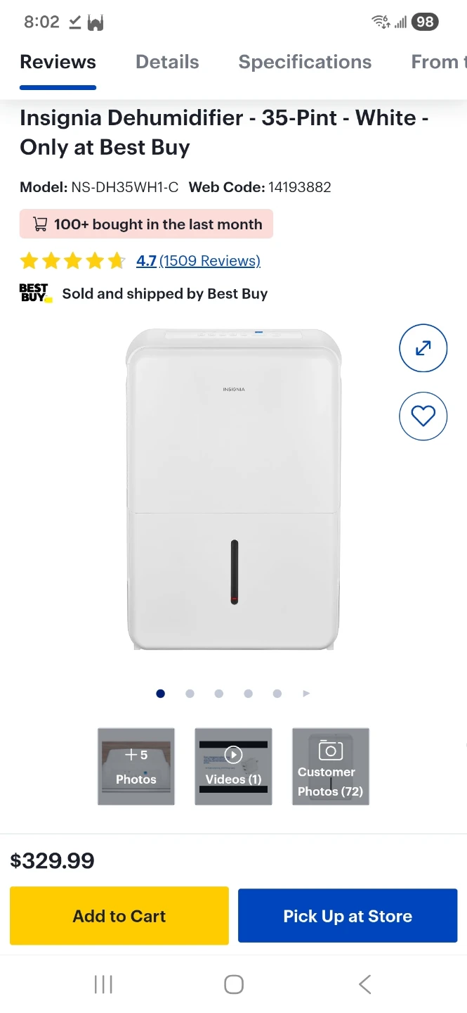 BRAND NEW INSIGNIA DEHUMIDIFIER  35-Pint - photo 2
