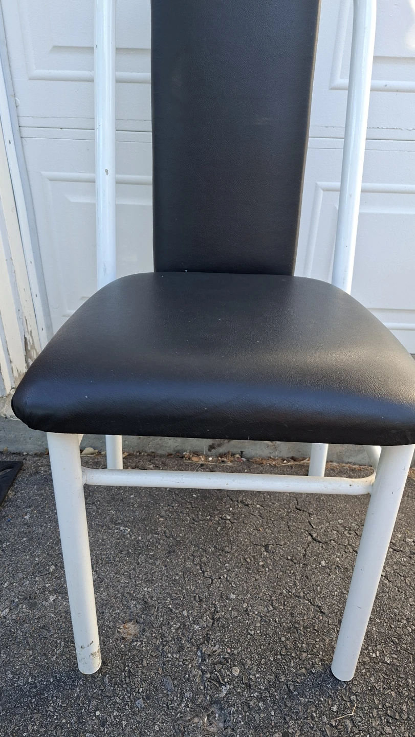 Black Vinyl Dining Chair with White Metal Frame - photo 2