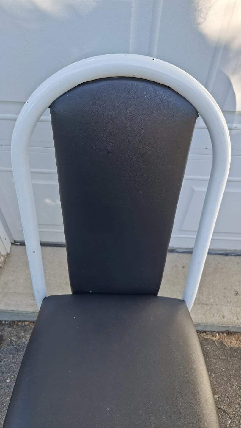 Black Vinyl Dining Chair with White Metal Frame - photo 3
