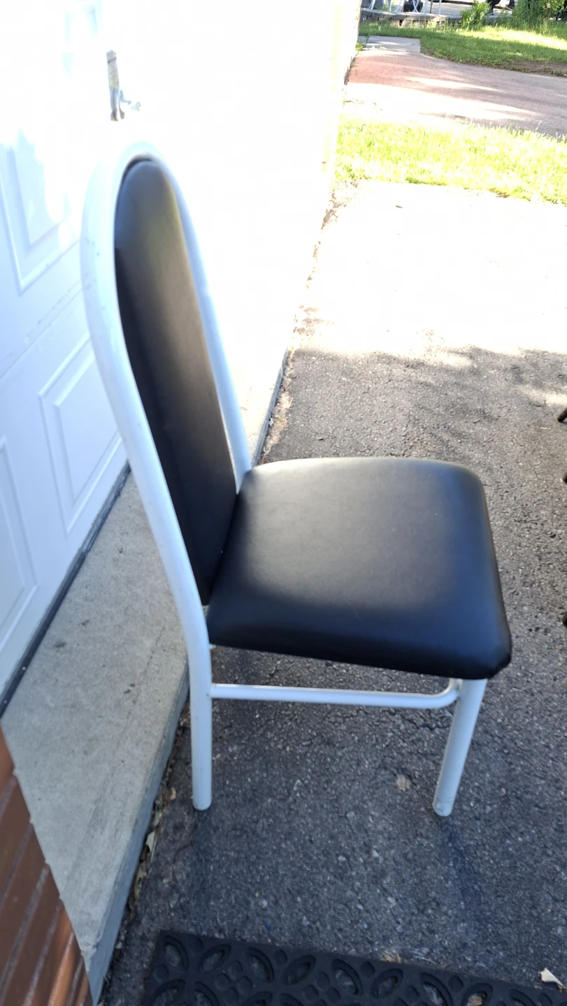 Black Vinyl Dining Chair with White Metal Frame - photo 4