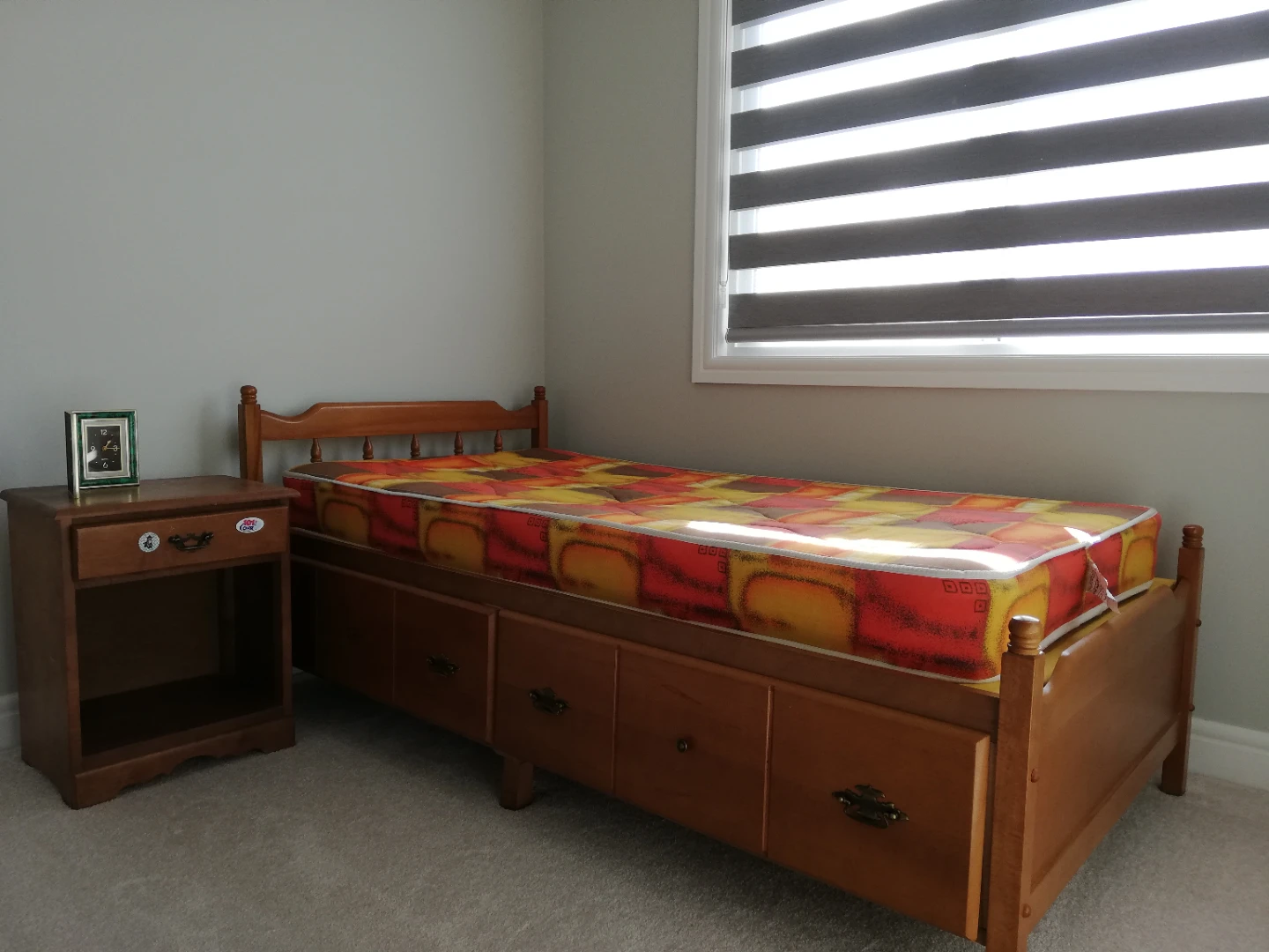 Wooden Bed Frame with Storage Drawers and Mattress - photo 2