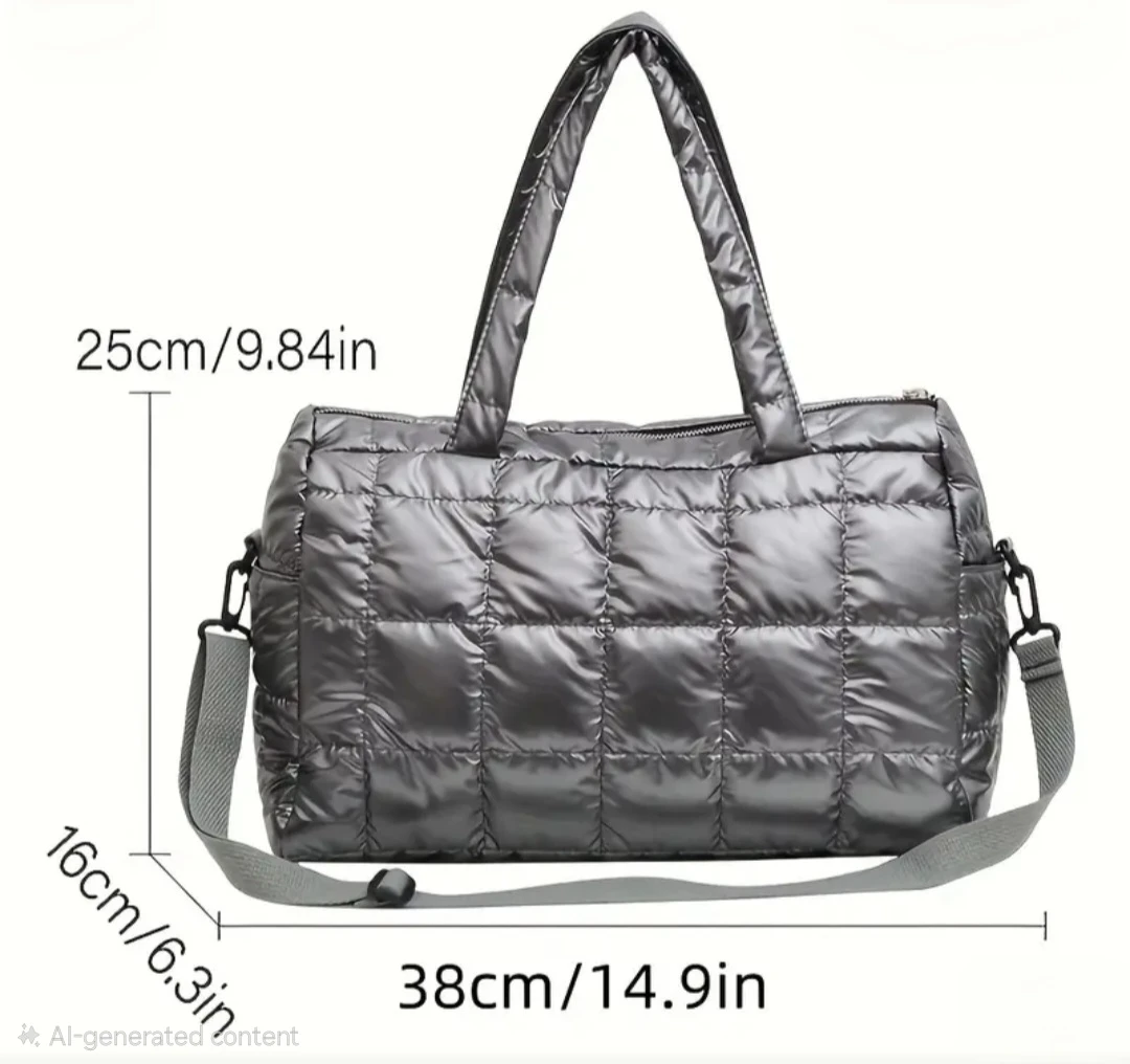 Quilted Puffer Duffel Bag - Silver ⚽️ - photo 2