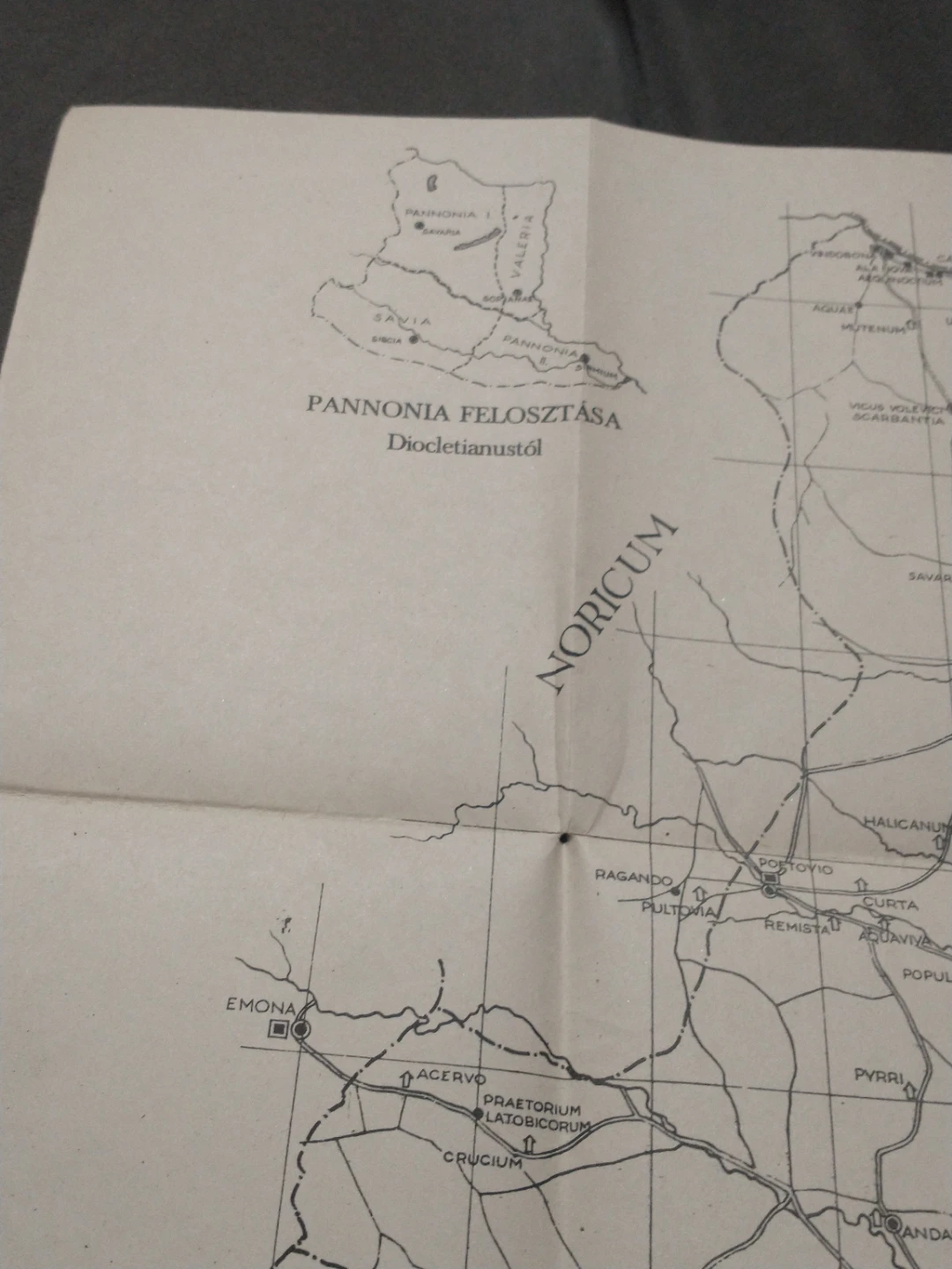 1970s Vintage Roman Pannonia Historical Map - photo 2