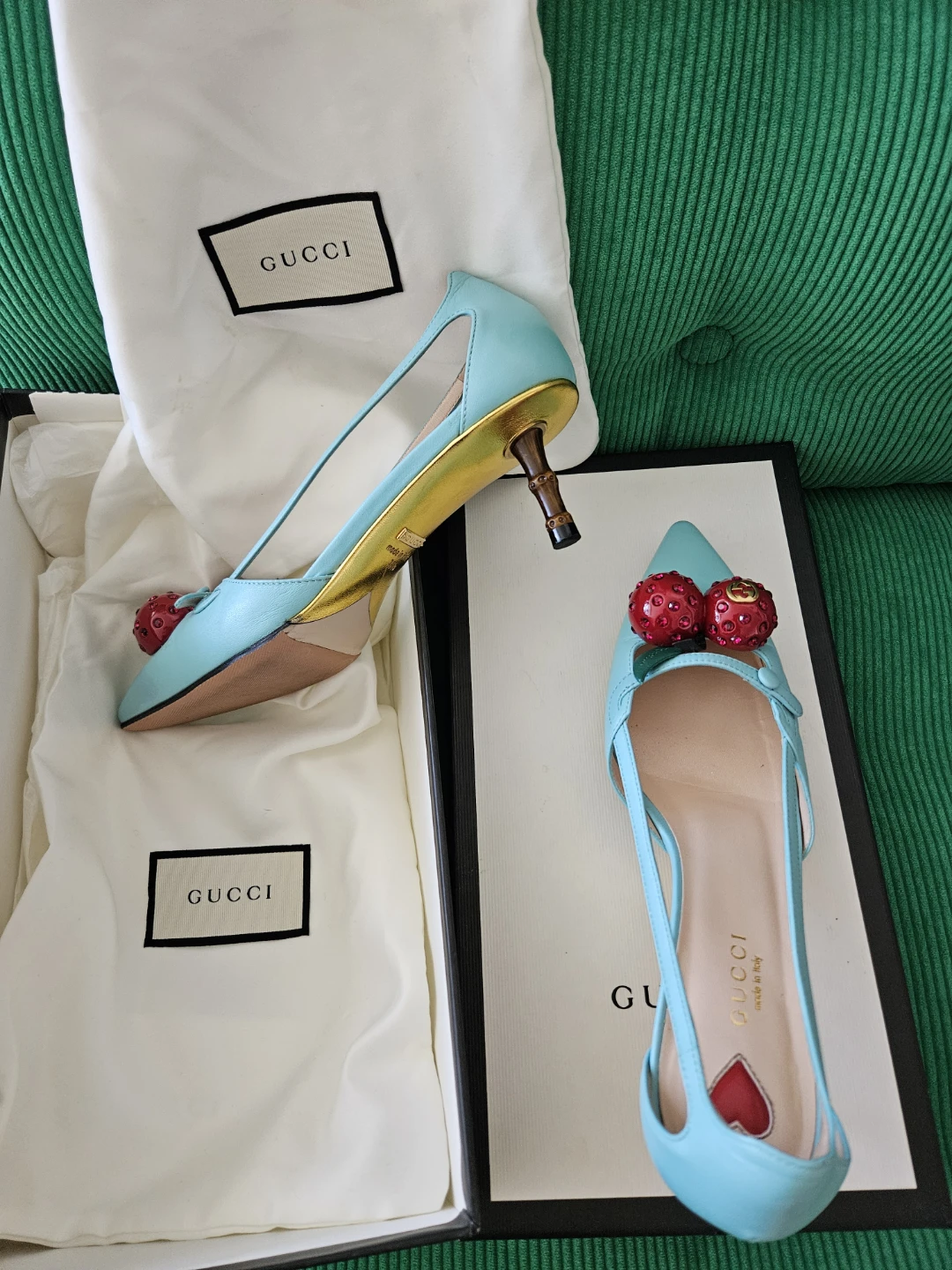 Gucci Light Blue Cherry Heels - photo 3