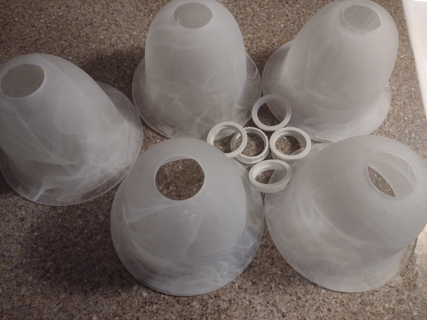Set of 5 Frosted Glass Bell Lamp Shades