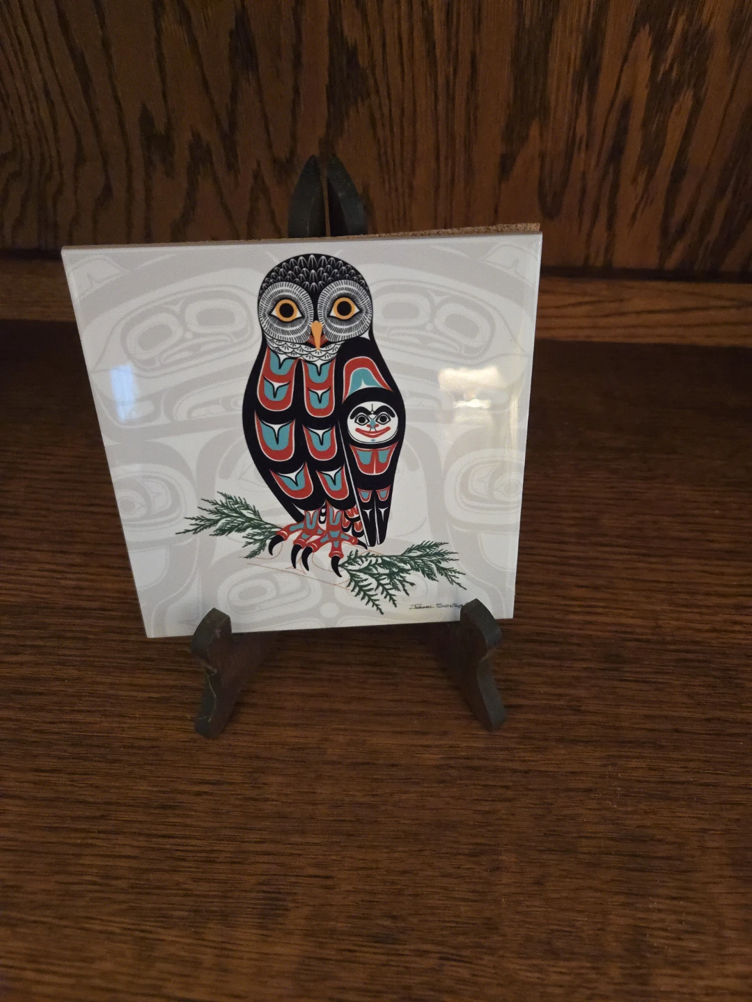 Decorative Tile with Owl Design