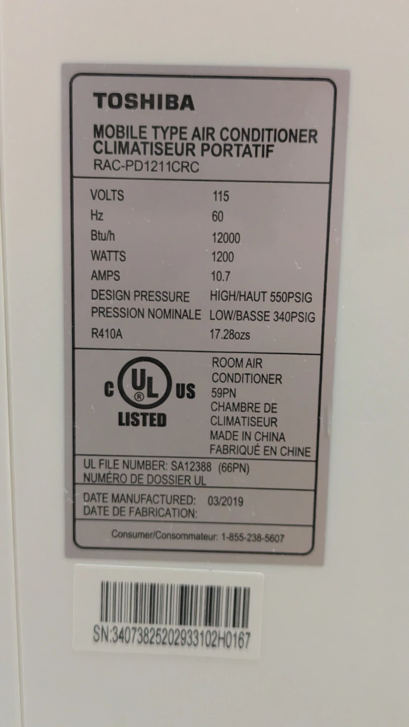 Toshiba 12,000 BTU Portable Air Conditioner AC+Remote control - photo 4