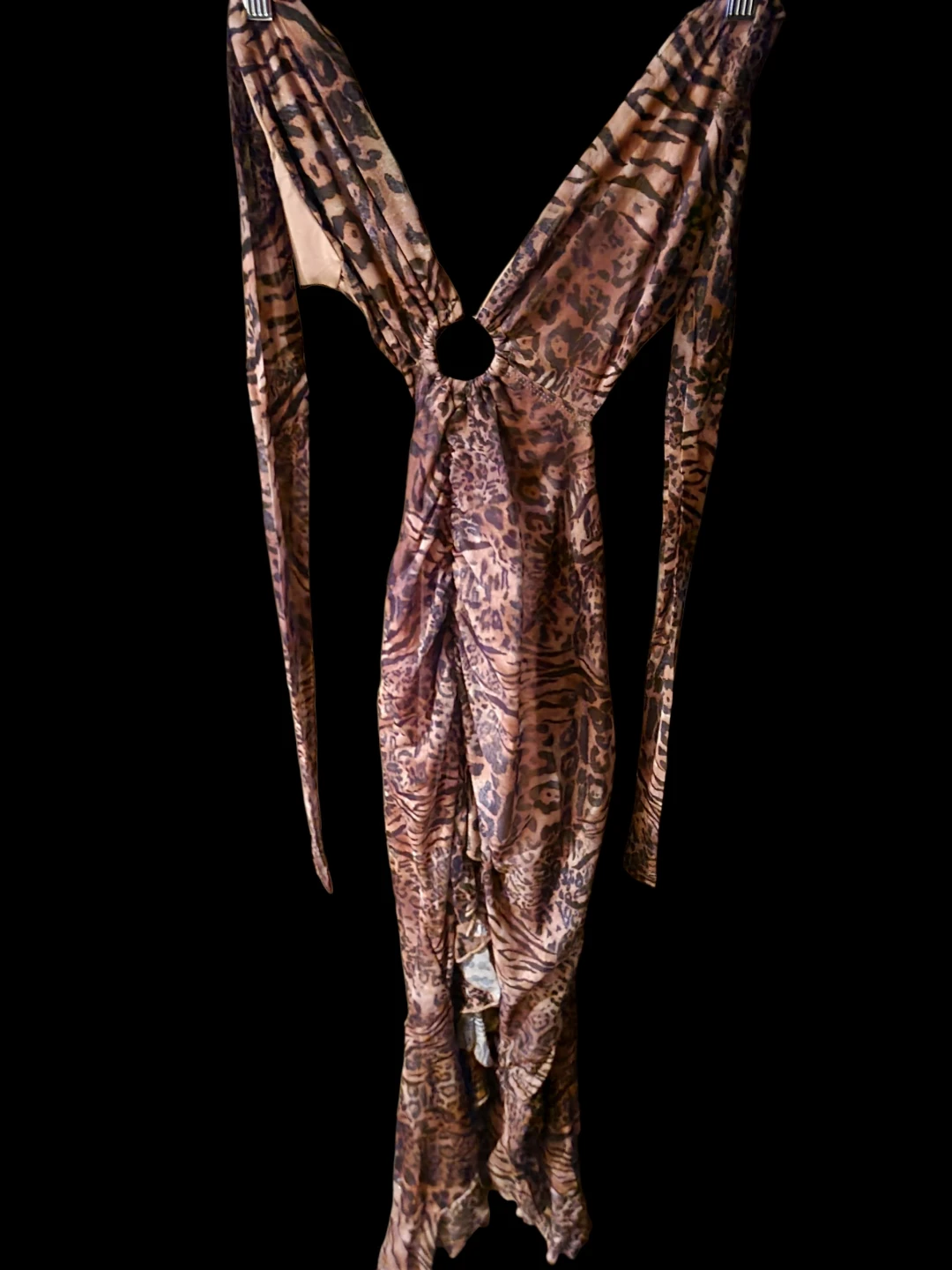 Women's Leopard Print Halter Dress