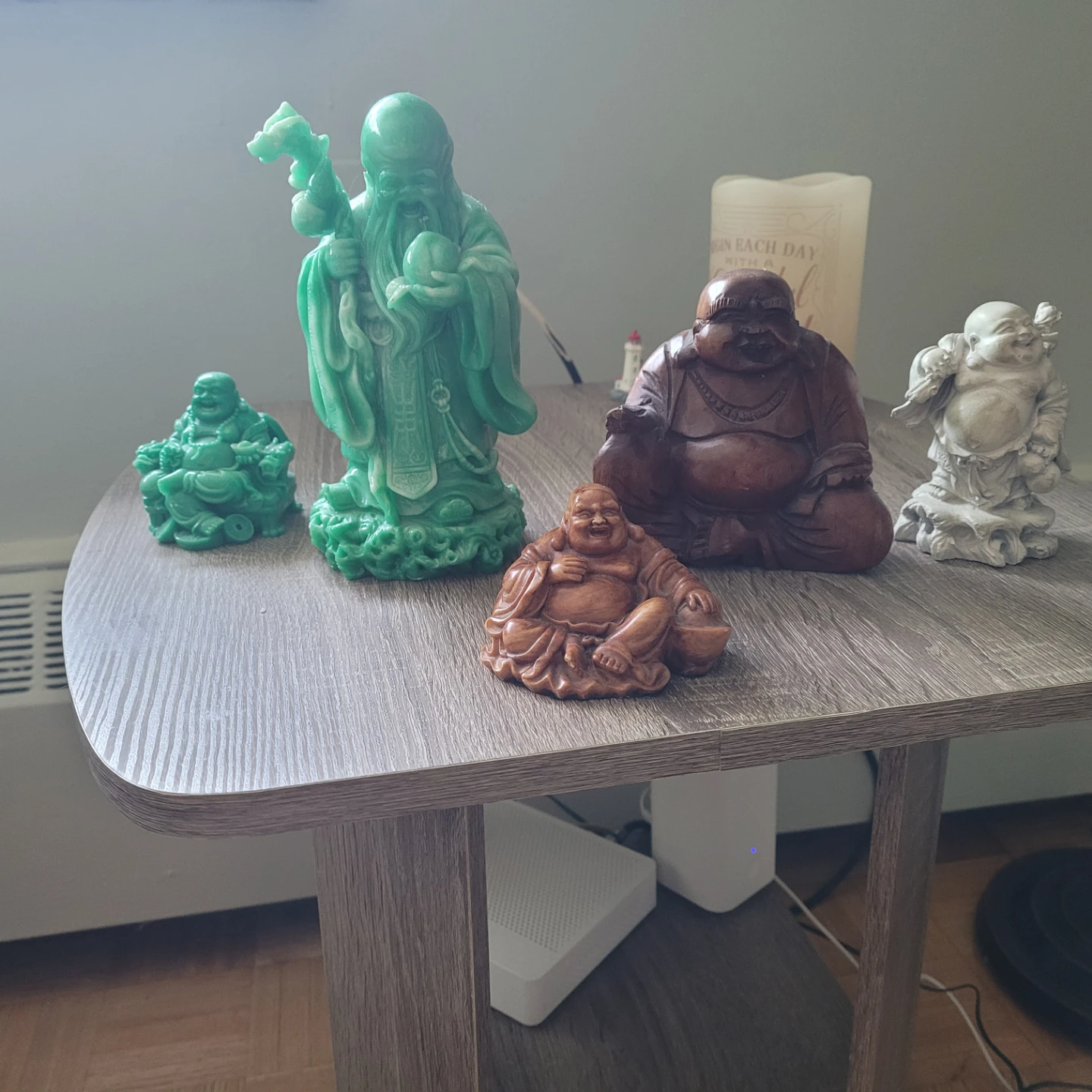 Set of 5 Decorative Figurines - Buddha and Fu Lu Shou