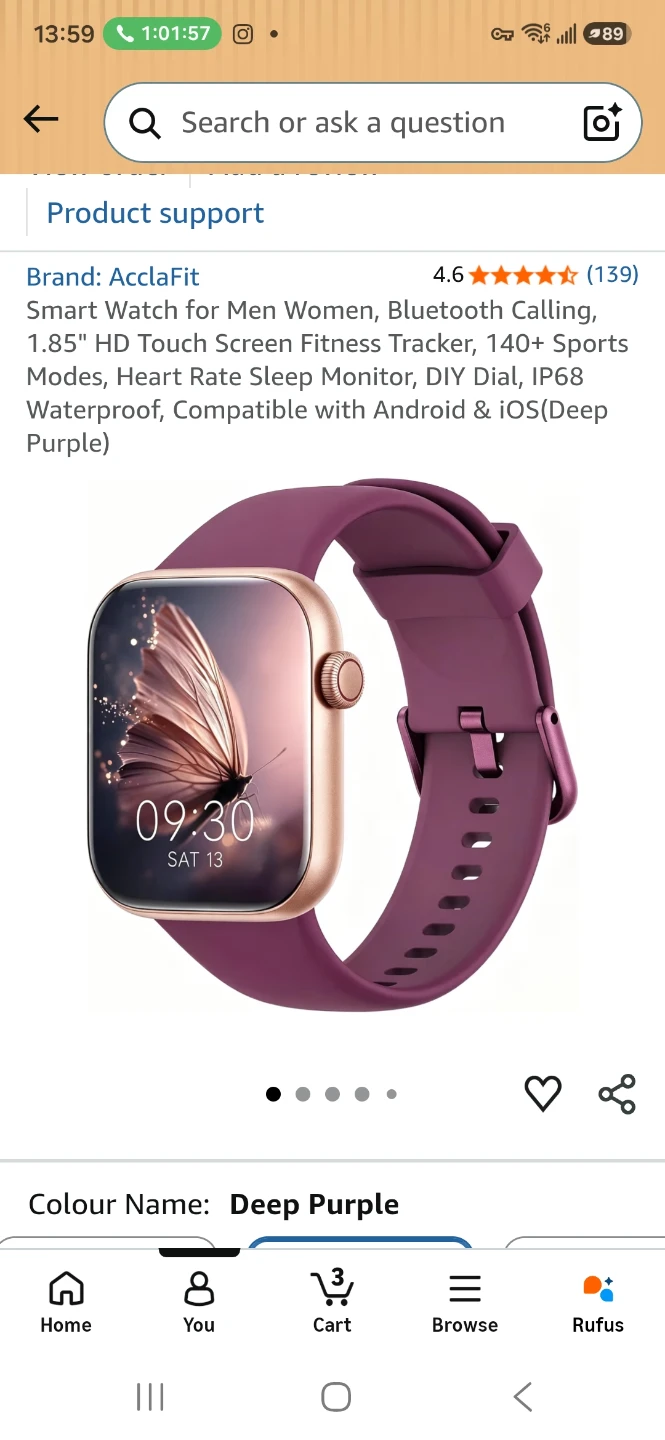 AcclaFit Smartwatch - Deep Purple ⚽ - photo 2