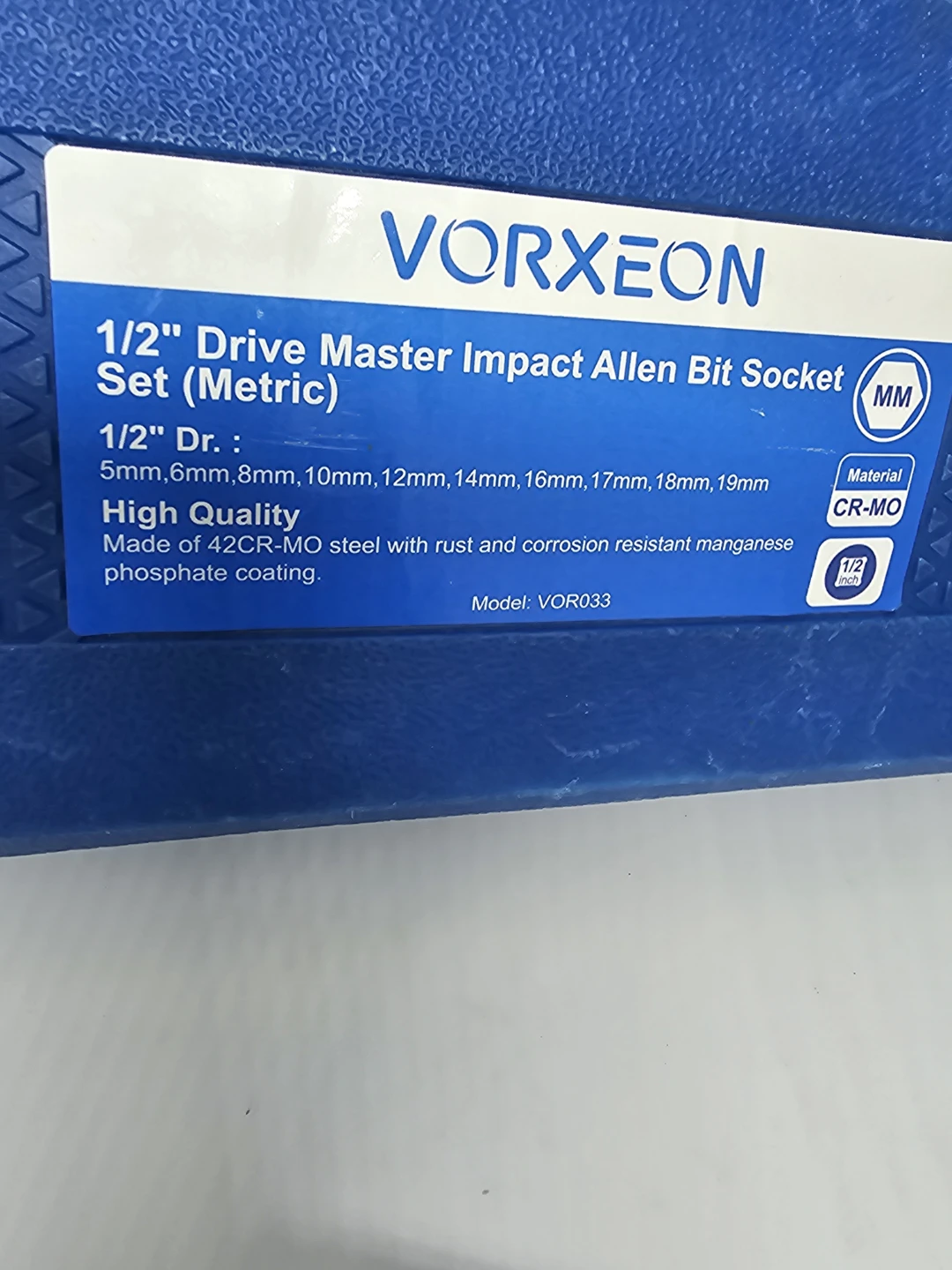 VORXEON 1/2" Drive Master Impact Allen Bit Socket Set (Metric)