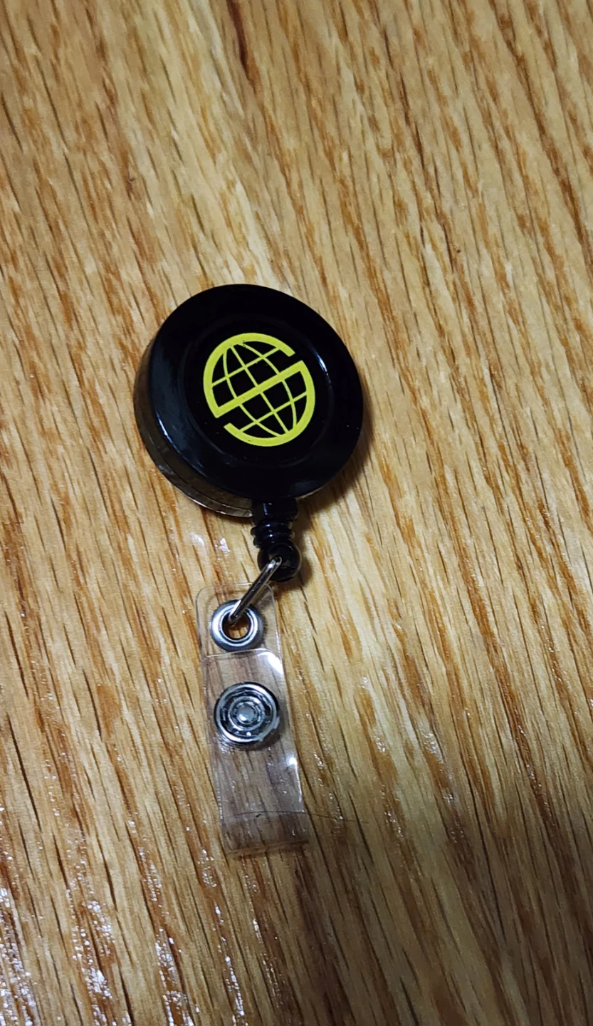 Black Retractable Badge Holder with Globe Logo⚽