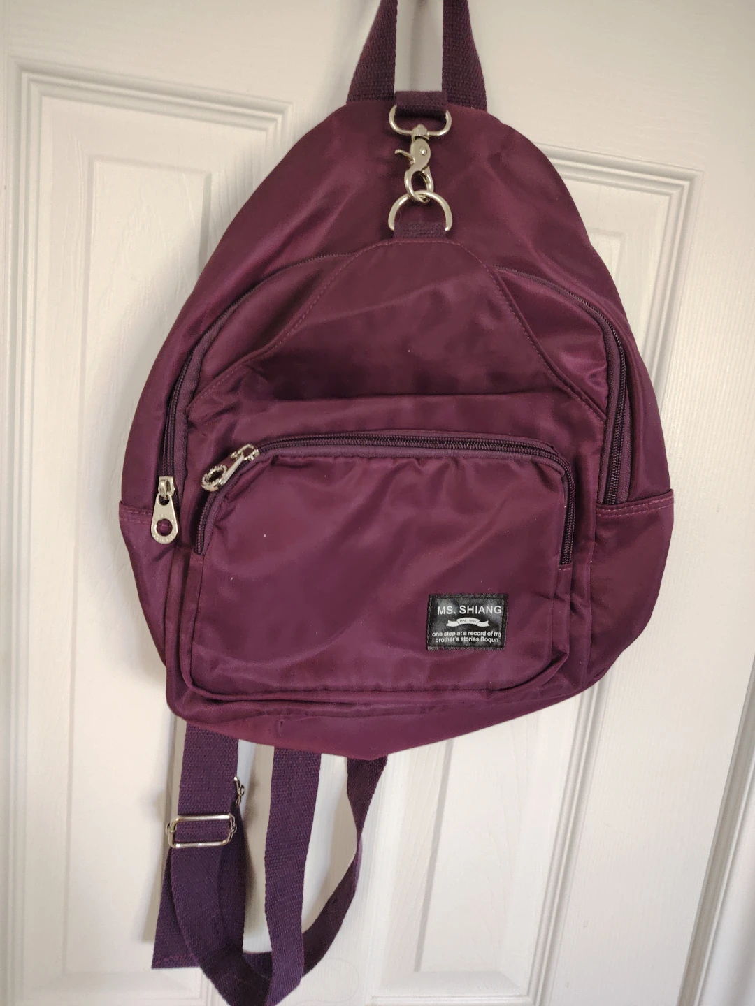 MS. SHIANG Purple Nylon Backpack Purse