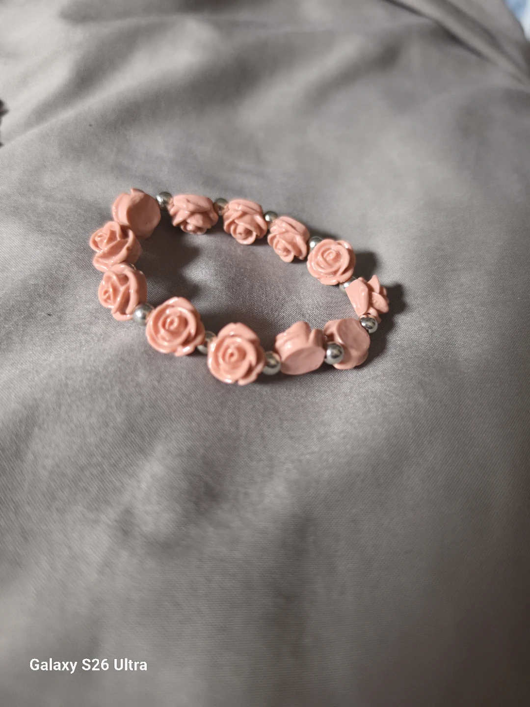 Pink Rose Charm Bracelet