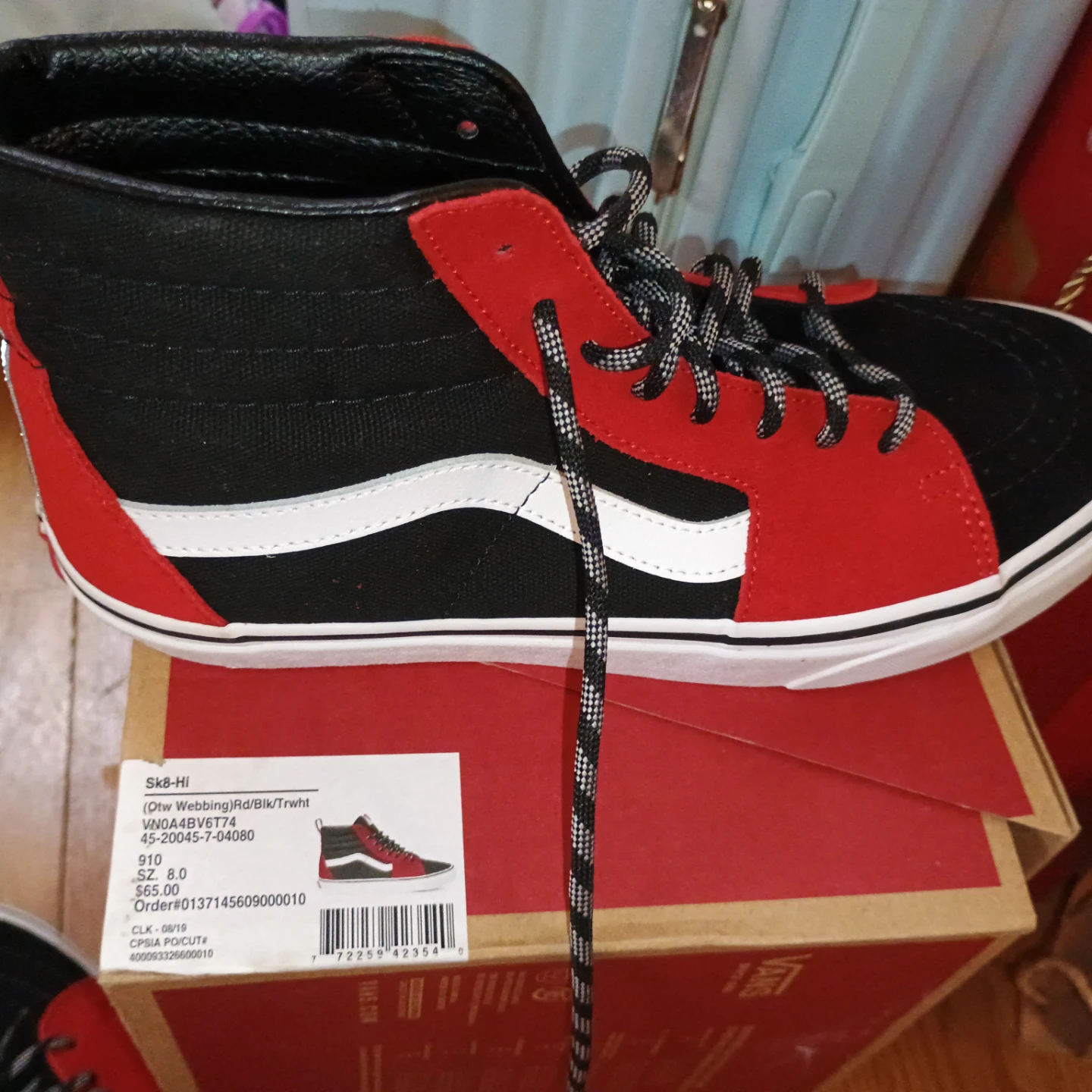 Vans SK8-Hi Black Red Shoes US Men's 8 - photo 5