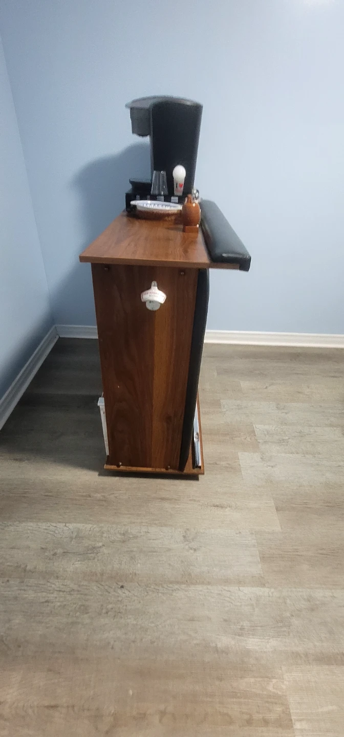 Wooden Bar Cabinet with Tufted Black Front - photo 4