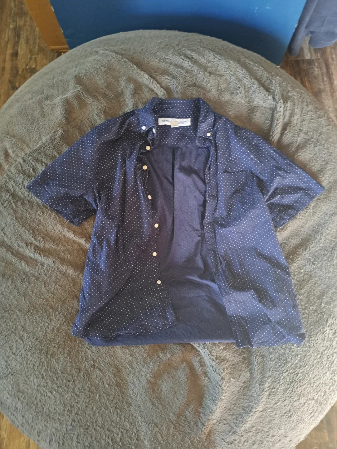 Old Navy Blue Polka Dot Slim Fit Button-Up Shirt