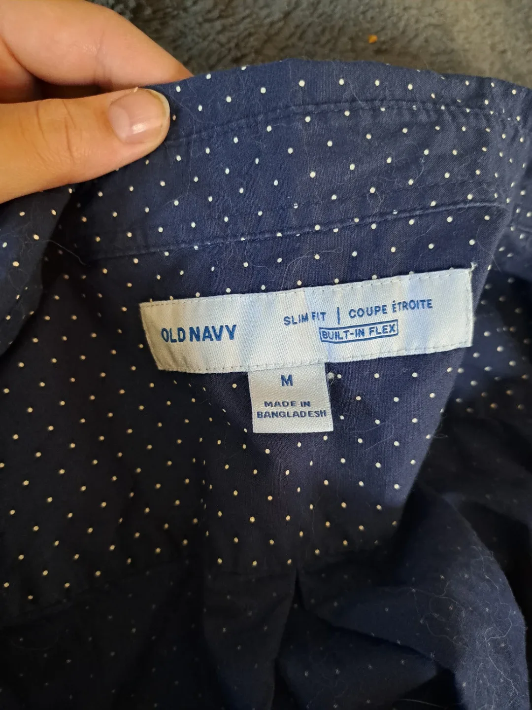 Old Navy Blue Polka Dot Slim Fit Button-Up Shirt - photo 3