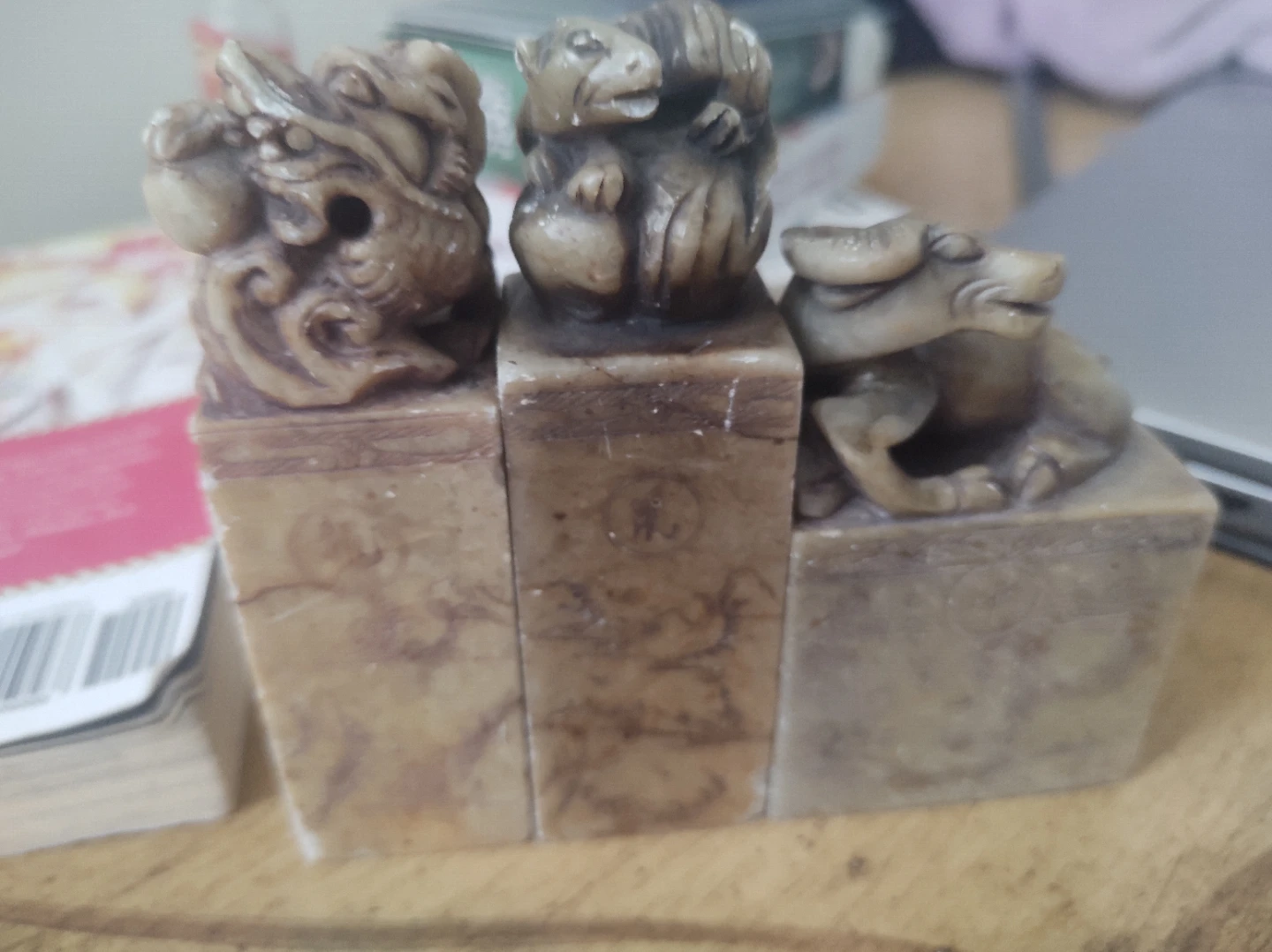 Set of 3 Chinese Stone Seals with Animal Carvings - photo 3