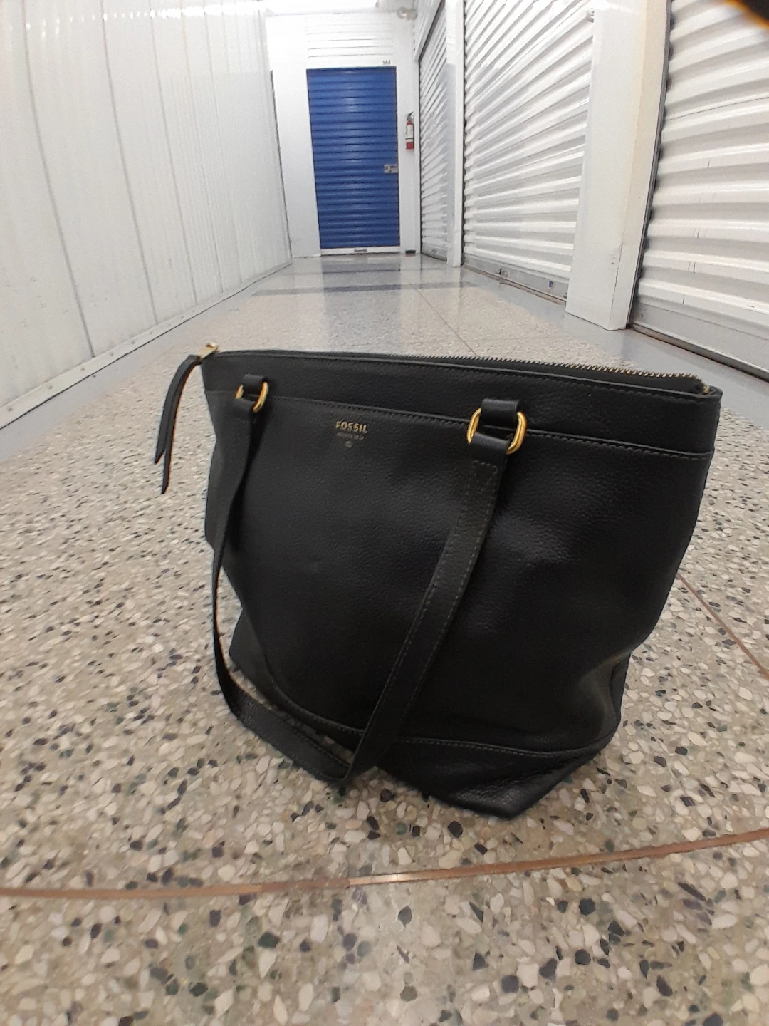 Fossil Black Leather Tote Bag Vintage look Medium - photo 4